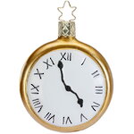 Стеклянная елочная игрушка Часы Teatime 8 см