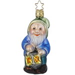 Стеклянная елочная игрушка Гном Звездочет Лунас 10 см