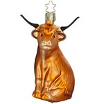 Стеклянная елочная игрушка Бык Буффало 11 см