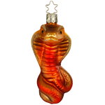 Стеклянная елочная игрушка Змея Искорка 10 см