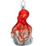 Стеклянная елочная игрушка Осьминог Поли 11 см