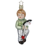 Стеклянная елочная игрушка Мальчик Маркус - Скачки на лошадке 12 см, подвеска