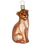 Стеклянная елочная игрушка Львица Каира 11 см