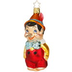 Стеклянная елочная игрушка мальчик Пиноккио 11 см