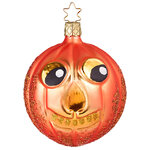 Стеклянная елочная игрушка Тыква Джек 9 см