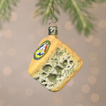 Стеклянная елочная игрушка Сыр French Blue 9 см