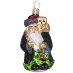 Стеклянная елочная игрушка Санта Альбус 12 см