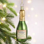 Стеклянная елочная игрушка Бутылочка Просекко 12 см, подвеска