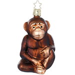 Стеклянная елочная игрушка Обезьянка Марвин 10 см