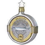 Стеклянная елочная игрушка Баночка Черной Икры - Sacrofano 8 см