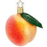 Стеклянная елочная игрушка Персик 7 см, подвеска