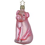 Стеклянная елочная игрушка Поросенок Теодоро - Dear Friend 11 см