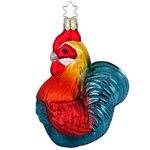 Стеклянная елочная игрушка Петушок Кристофор 11 см