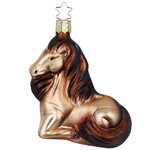 Стеклянная елочная игрушка Лошадка Грация 10 см