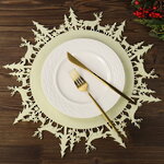 Новогодняя салфетка для стола Монтана 41 см, белый молочный