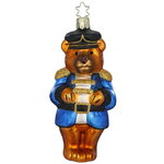 Елочная игрушка Мишка-Щелкунчик 14 см, стекло
