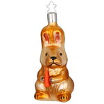 Елочная игрушка Кролик с морковкой 10 см, стекло