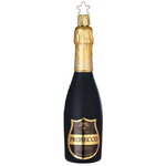 Стеклянная елочная игрушка Бутылочка Просекко 14 см, подвеска