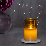 Светильник свеча восковая в колбе с живым пламенем Лацио 12.5 см золотая на батарейках