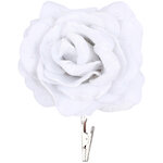 Роза Дейрона Snowy 12 см белая, клипса