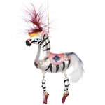 Стеклянная елочная игрушка Зебра Фелисити Бей - Цирк Шапито 15 см, подвеска
