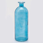 Стеклянная ваза-бутылка Гратин 26 см голубая