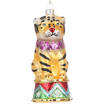 Стеклянная елочная игрушка Тигр Баристан - Цирк Шапито 13 см, подвеска