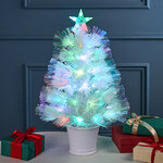 Оптоволоконная настольная елка White Rainbow 60 см белая, ПВХ