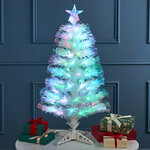 Оптоволоконная настольная елка White Rainbow 90 см белая, ПВХ