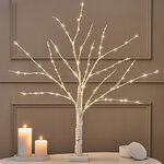 Светодиодное дерево Белая Береза 60 см, 96 теплых белых LED ламп, на батарейках, IP20