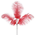 Декоративная ветка с перьями Trixypona 61 см красная