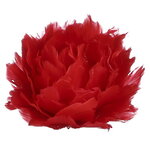 Искусственный цветок из перьев Dafne 12 см красный, клипса