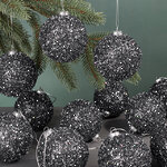 Набор елочных шаров Fluffy Shine: Черный 8 см, 24 шт