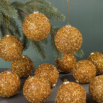 Набор елочных шаров Fluffy Shine: Золотой 8 см, 24 шт