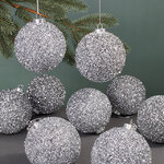 Набор елочных шаров Fluffy Shine: Серебряный 10 см, 24 шт