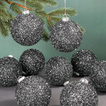 Набор елочных шаров Fluffy Shine: Черный 10 см, 24 шт