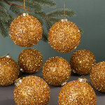Набор елочных шаров Fluffy Shine: Золотой 10 см, 24 шт