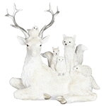 Декоративная фигурка Олененок Доусен с лесной компанией 19 см белая