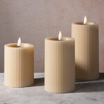 Набор светодиодных свечей Ondule Beige 10-15 см, 3 шт, с имитацией пламени, на батарейках