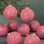 Набор елочных шаров Fluffy Shine: Розовый 10 см, 24 шт