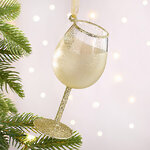 Стеклянная елочная игрушка Бокал - Extra Brut 13 см, подвеска