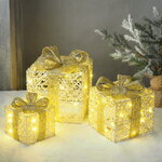 Светящиеся подарки Gold Ampare 13-30 см, 3 шт, 20 теплых белых LED ламп, на батарейках