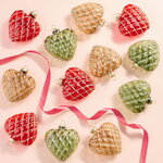 Набор стеклянных елочных игрушек Сердце Mormante 8 см, 12 шт, подвеска