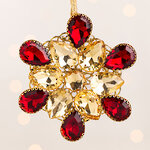 Елочная игрушка Снежинка Grandavio 10 см красная, подвеска