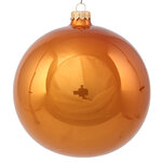 Стеклянный глянцевый елочный шар Royal Classic 15 см янтарный
