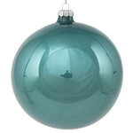 Стеклянный глянцевый елочный шар Royal Classic 15 см голубой туман
