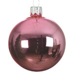 Стеклянный глянцевый елочный шар Royal Classic 15 см розовое конфетти