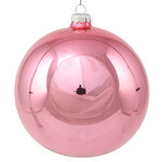 Стеклянный глянцевый елочный шар Royal Classic 15 см розовое конфетти