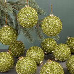 Набор елочных шаров Fluffy Shine: Зеленый 8 см, 24 шт