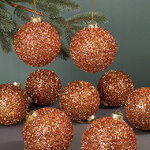 Набор елочных шаров Fluffy Shine: Персиковый 10 см, 24 шт